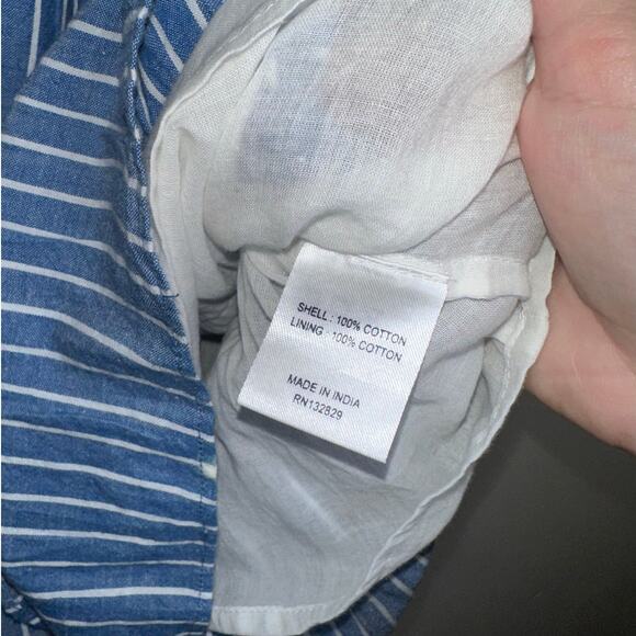 Tularosa Maida Ruffle Dress Blue White Stripe Off Shoulder Size Medium - Picture 6 of 7